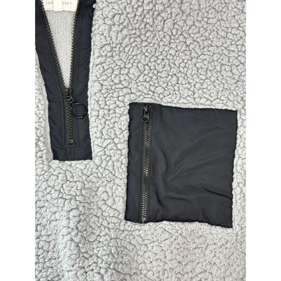 Lou & Grey Grey Black Color Block Fleece 1/4 Zip Jacket Pocket Outdoor Winter XL - Picture 4 of 8